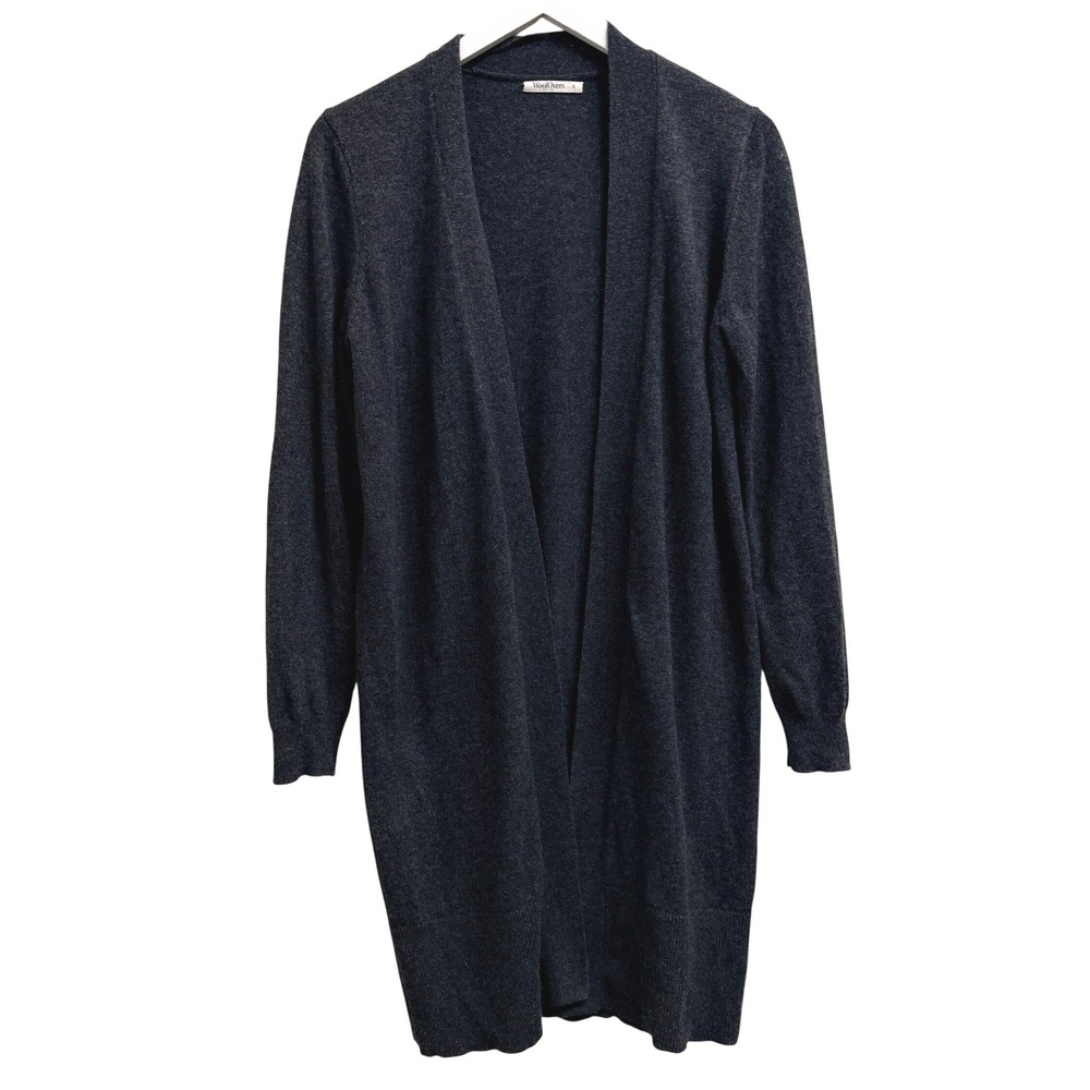 WoolOvers Merino Extra Fine Cardigan Sweater Dark Gray Size Small‎ Open Front